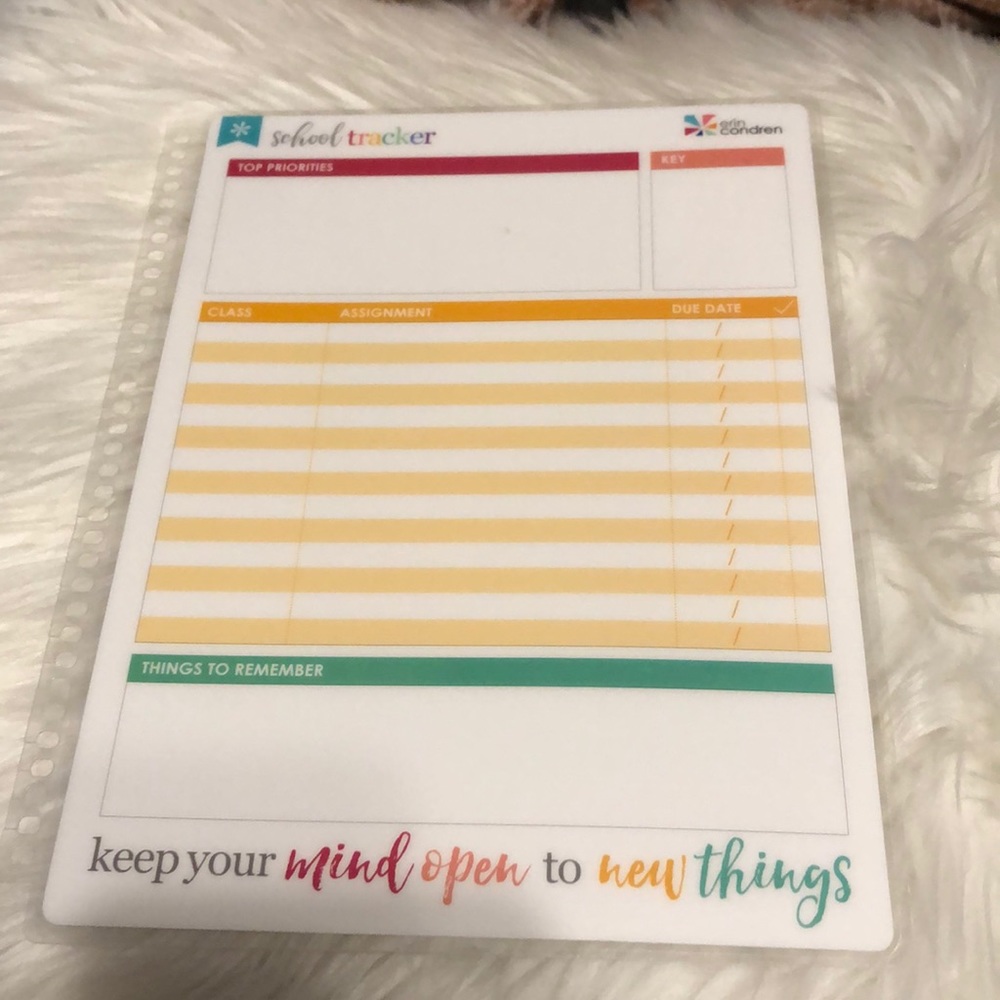 Erin Condren school planner insert